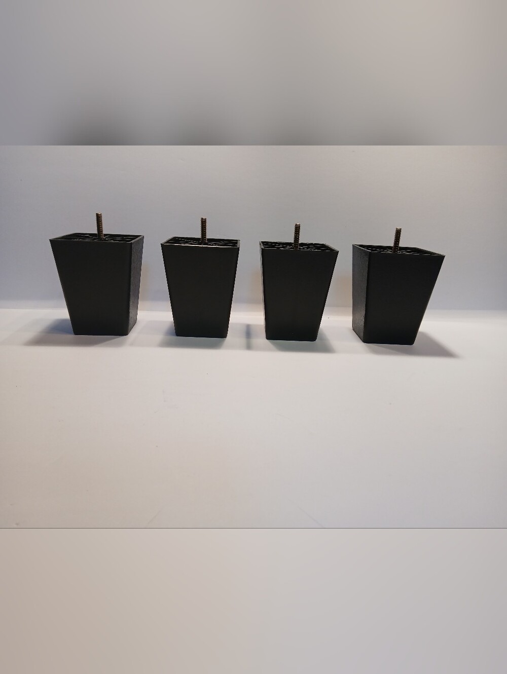 4 Furniture Legs Feet Black Faux Wood Polymer w/Screw Post & Locking Nuts 4.5"